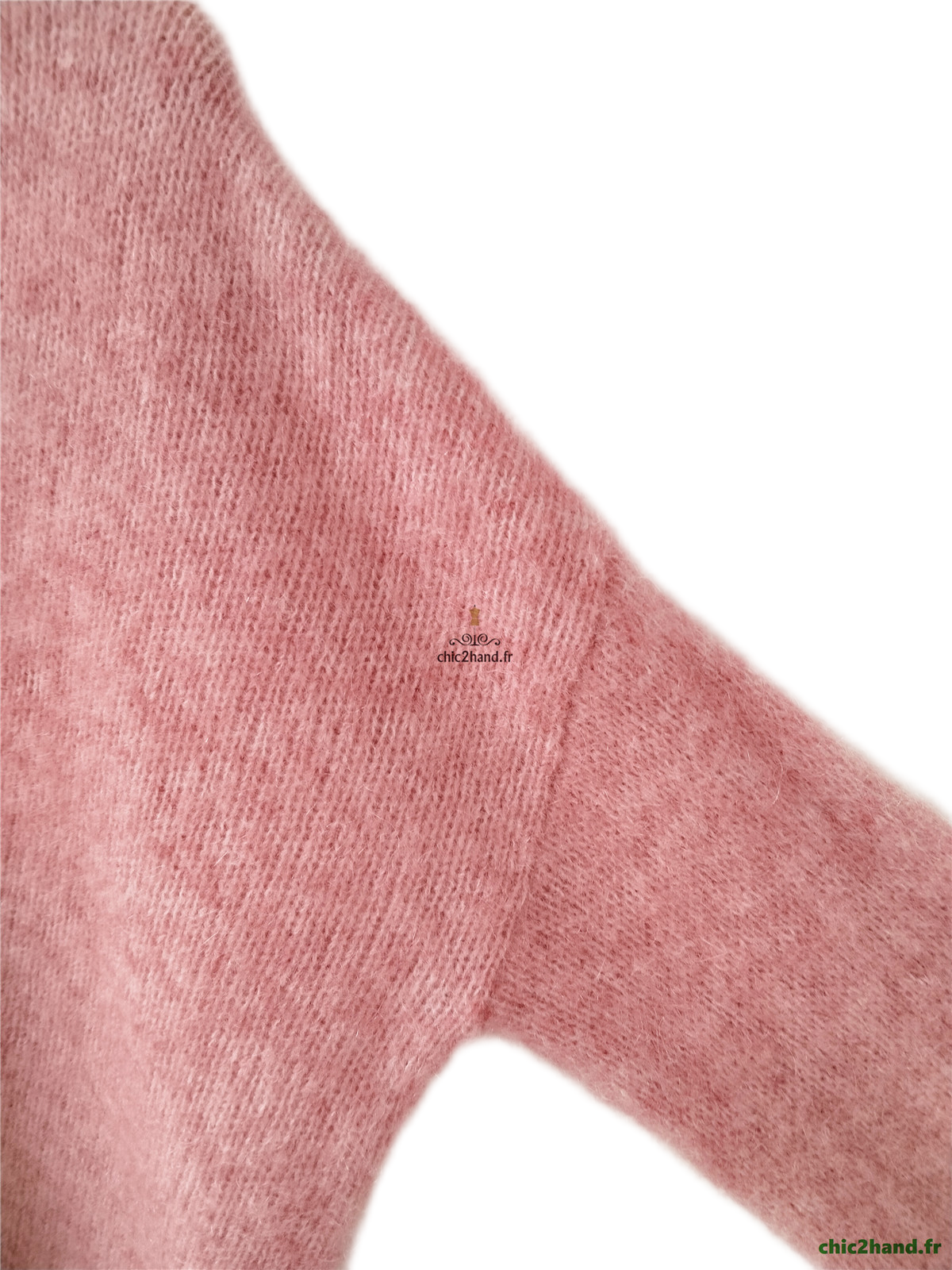 Gilet cardigan doudou laine kid mohair Sézane S rose pivoine NEUF – Image 4