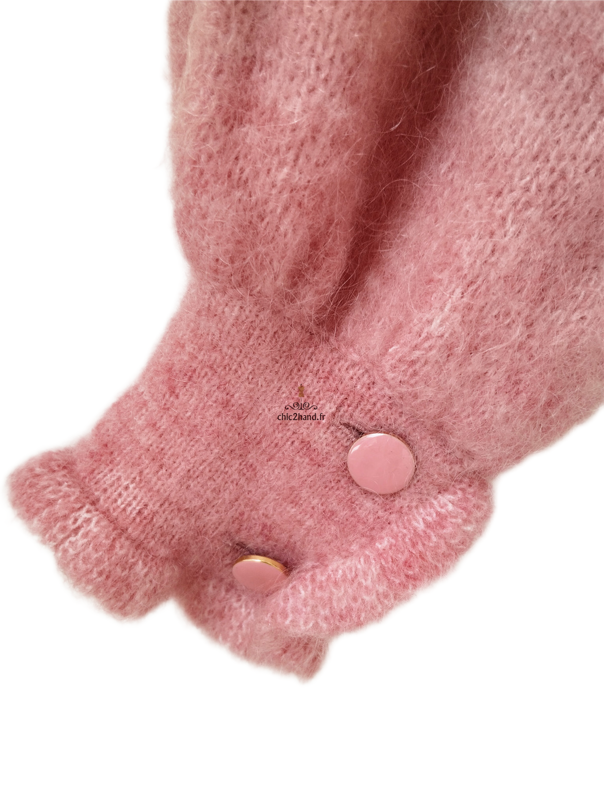 Gilet cardigan doudou laine kid mohair Sézane S rose pivoine NEUF – Image 6
