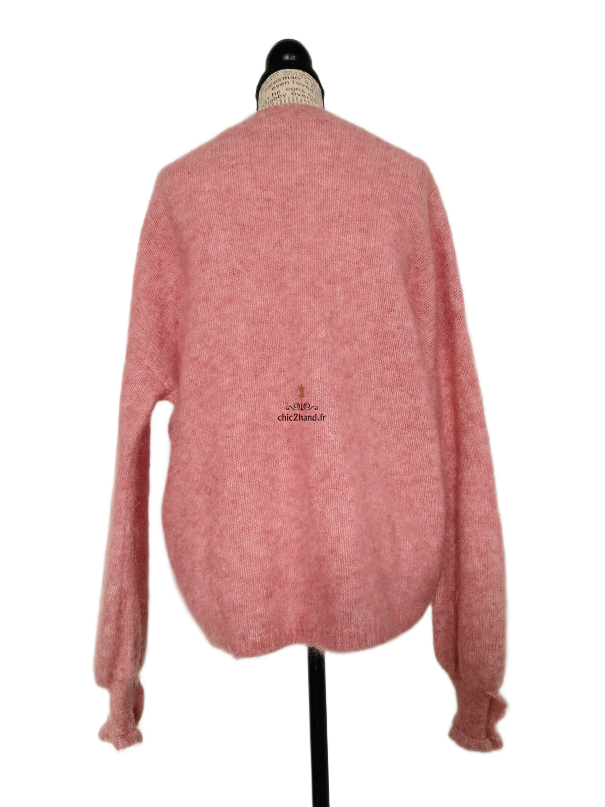 Gilet cardigan doudou laine kid mohair Sézane S rose pivoine NEUF – Image 7