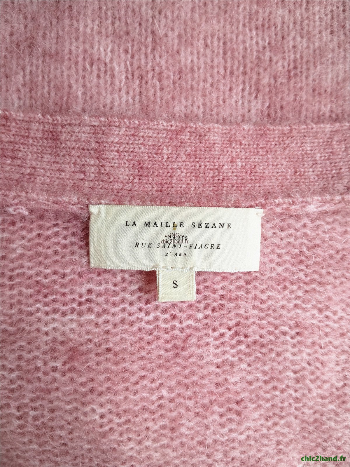 Gilet cardigan doudou laine kid mohair Sézane S rose pivoine NEUF – Image 11