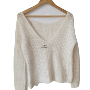 Pull épais doudou ajouré laine kid mohair Sézane XS blanc crème NEUF
