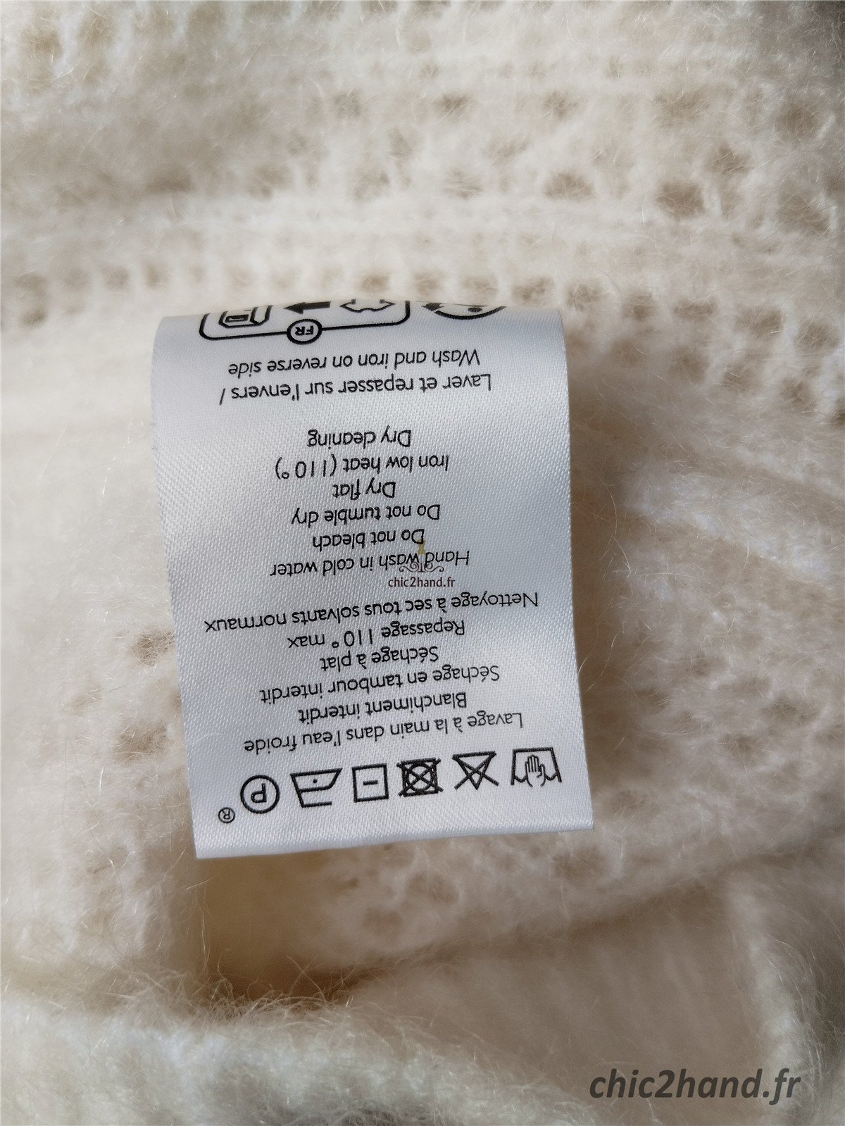 Pull épais doudou ajouré laine kid mohair Sézane XS blanc crème NEUF – Image 10
