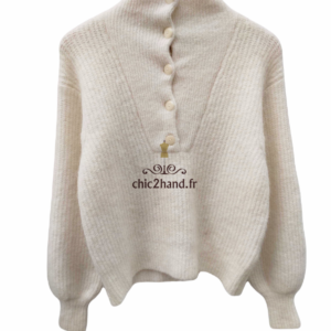 Pull col montant baby alpaga Sézane  blanc crème modèle Micky L NEUF