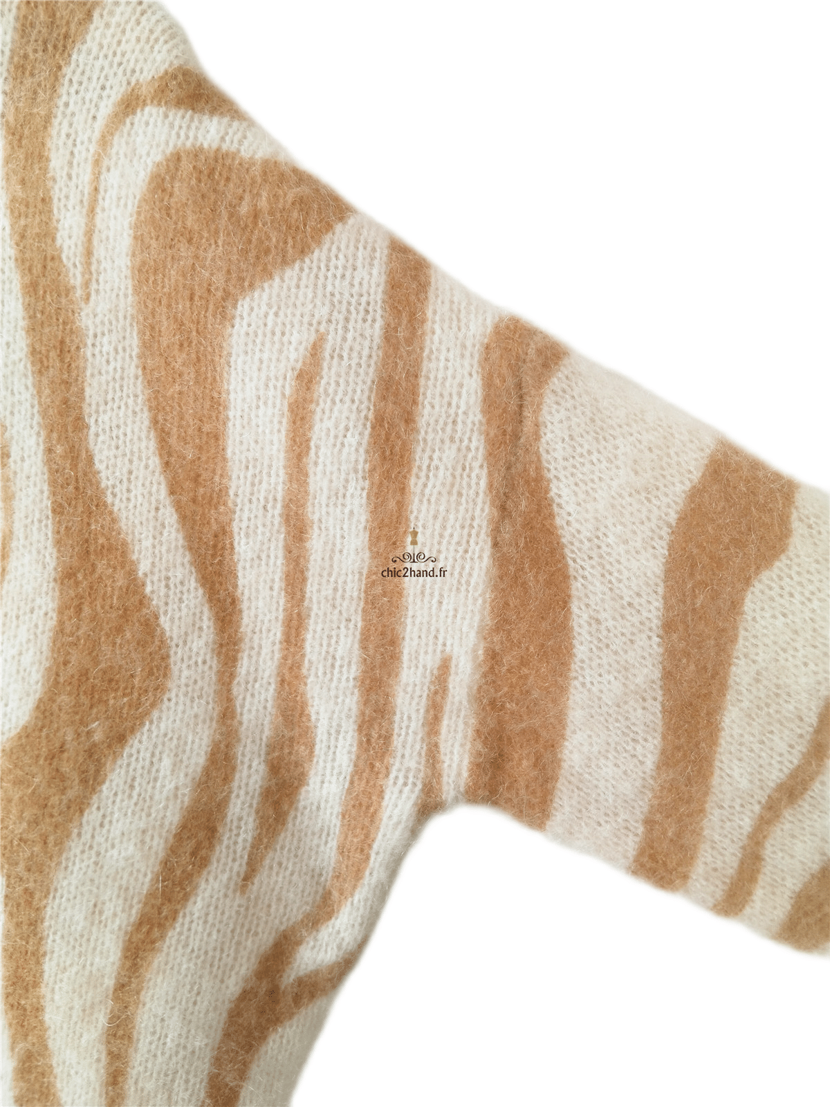 Pull épais 64% laine kid mohair Sézane XS blanc marron Neuf – Image 5