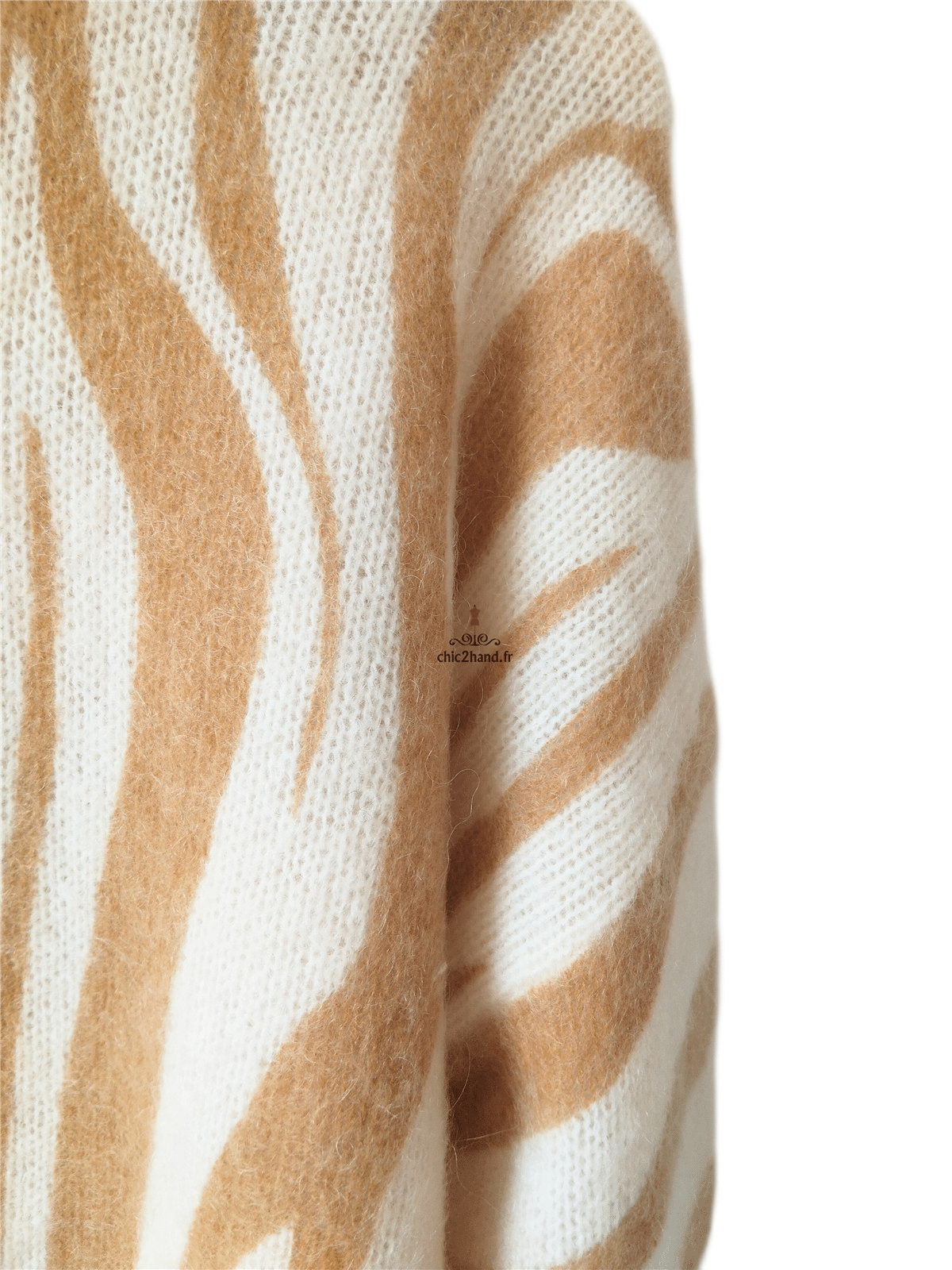 Pull épais 64% laine kid mohair Sézane XS blanc marron Neuf – Image 6