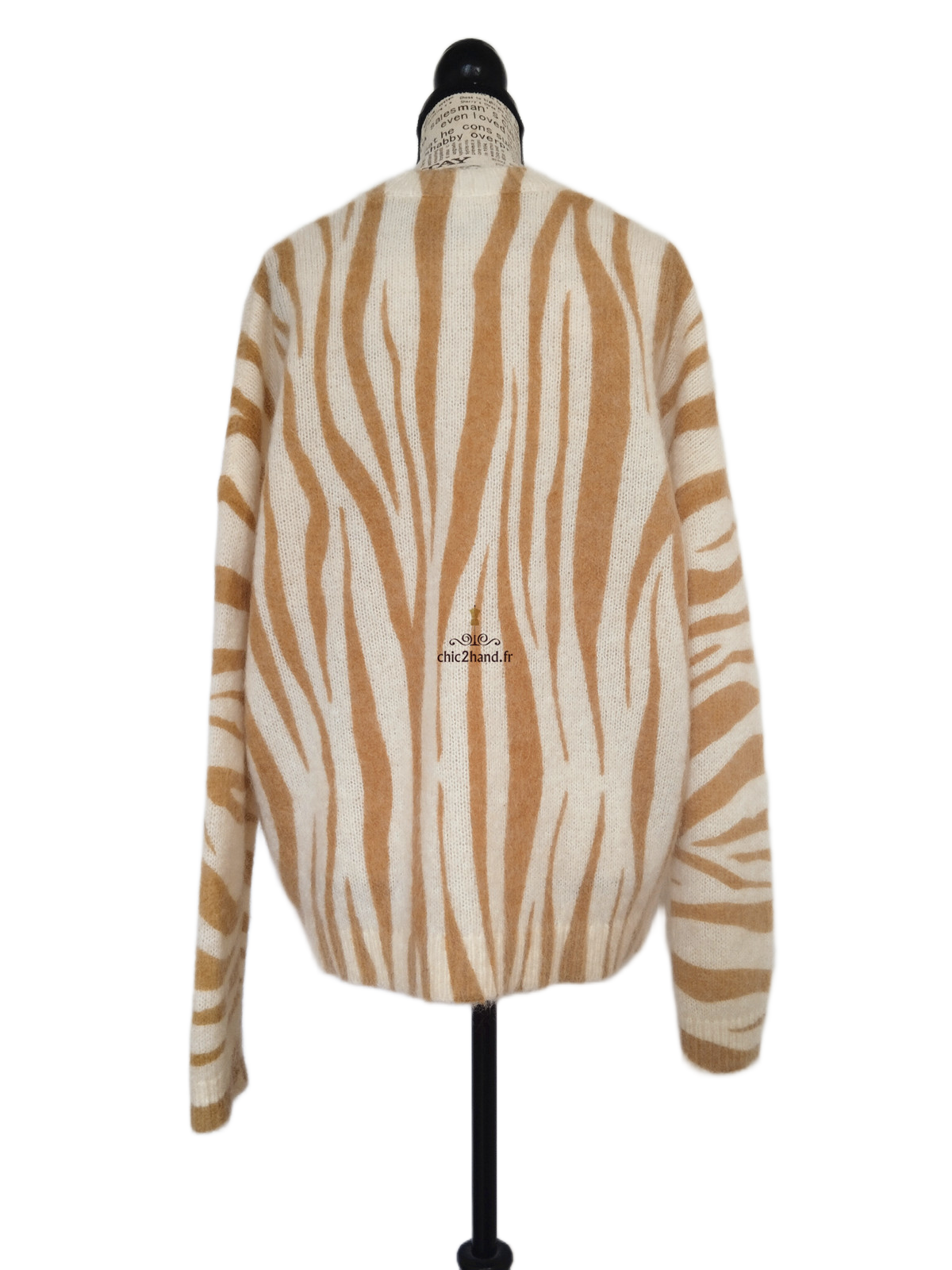 Pull épais 64% laine kid mohair Sézane XS blanc marron Neuf – Image 8
