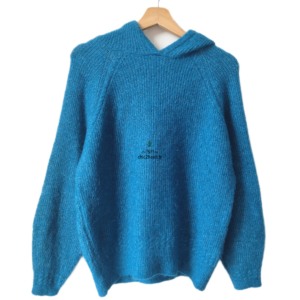 Pull doudou avec capuche 68% baby alpaga Sézane S bleu canard Neuf
