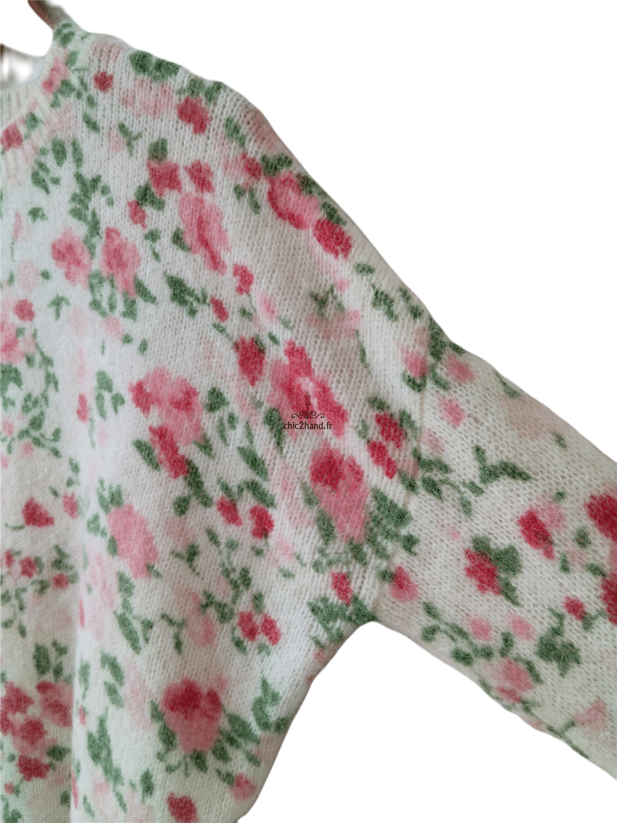 Pull épais fleuri 64% laine kid mohair Sézane XS multicolore Neuf – Image 5