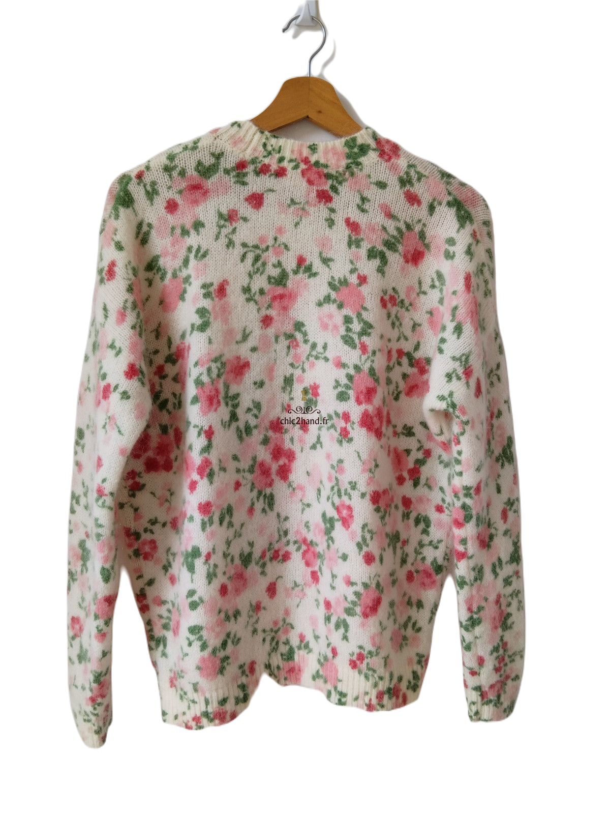 Pull épais fleuri 64% laine kid mohair Sézane XS multicolore Neuf – Image 6