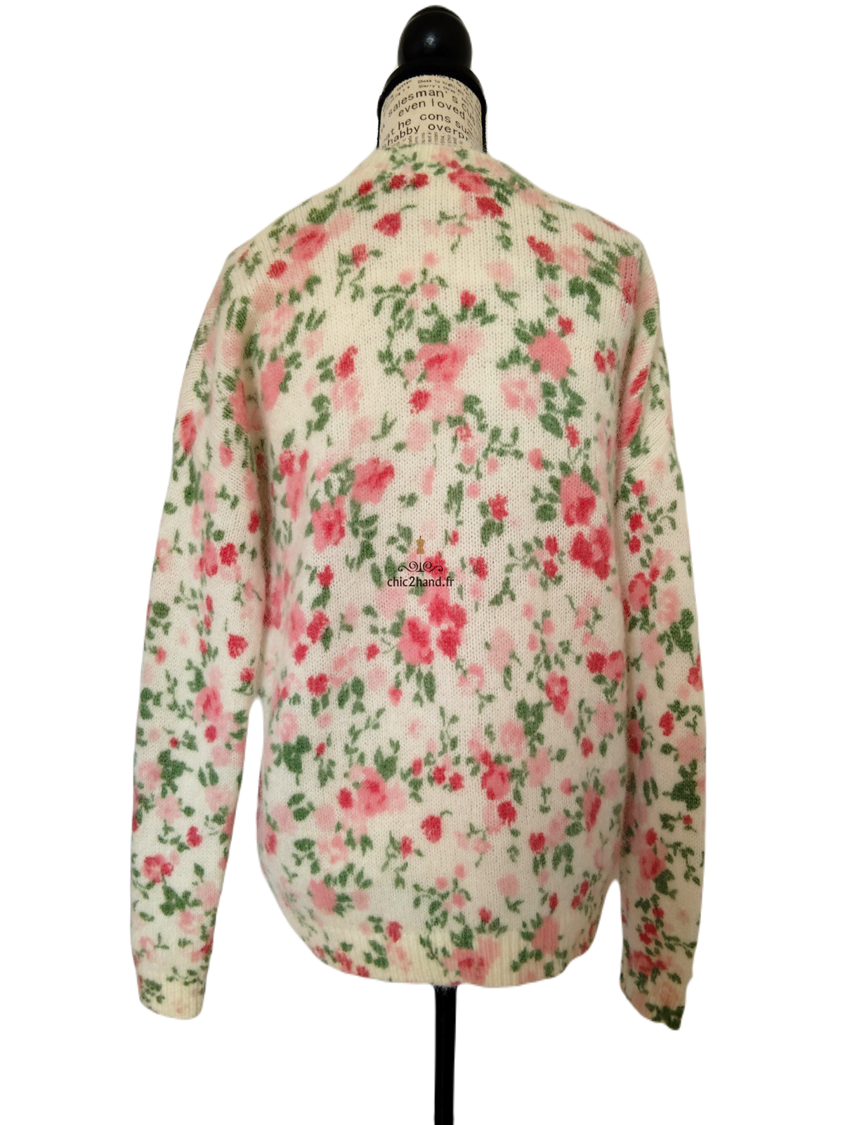 Pull épais fleuri 64% laine kid mohair Sézane XS multicolore Neuf – Image 7