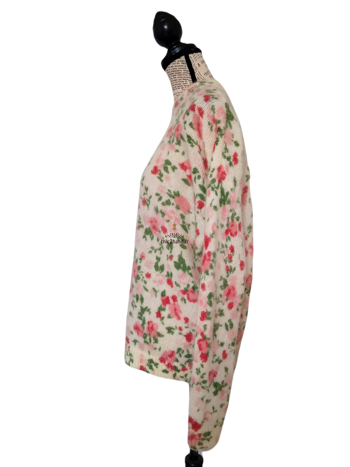 Pull épais fleuri 64% laine kid mohair Sézane XS multicolore Neuf – Image 8