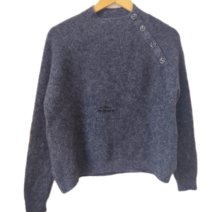 Pull épais 61a% laine kid mohair Sézane M gris foncé TBE