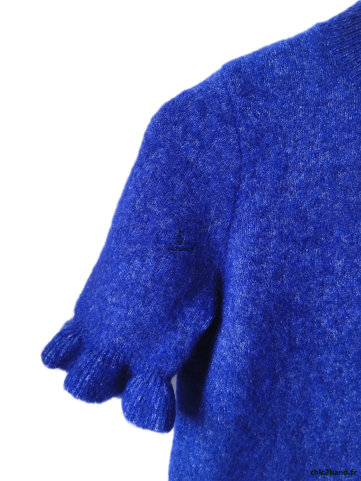 Pull doudou manches courtes laine mohair Sézane S bleu NEUF – Image 4