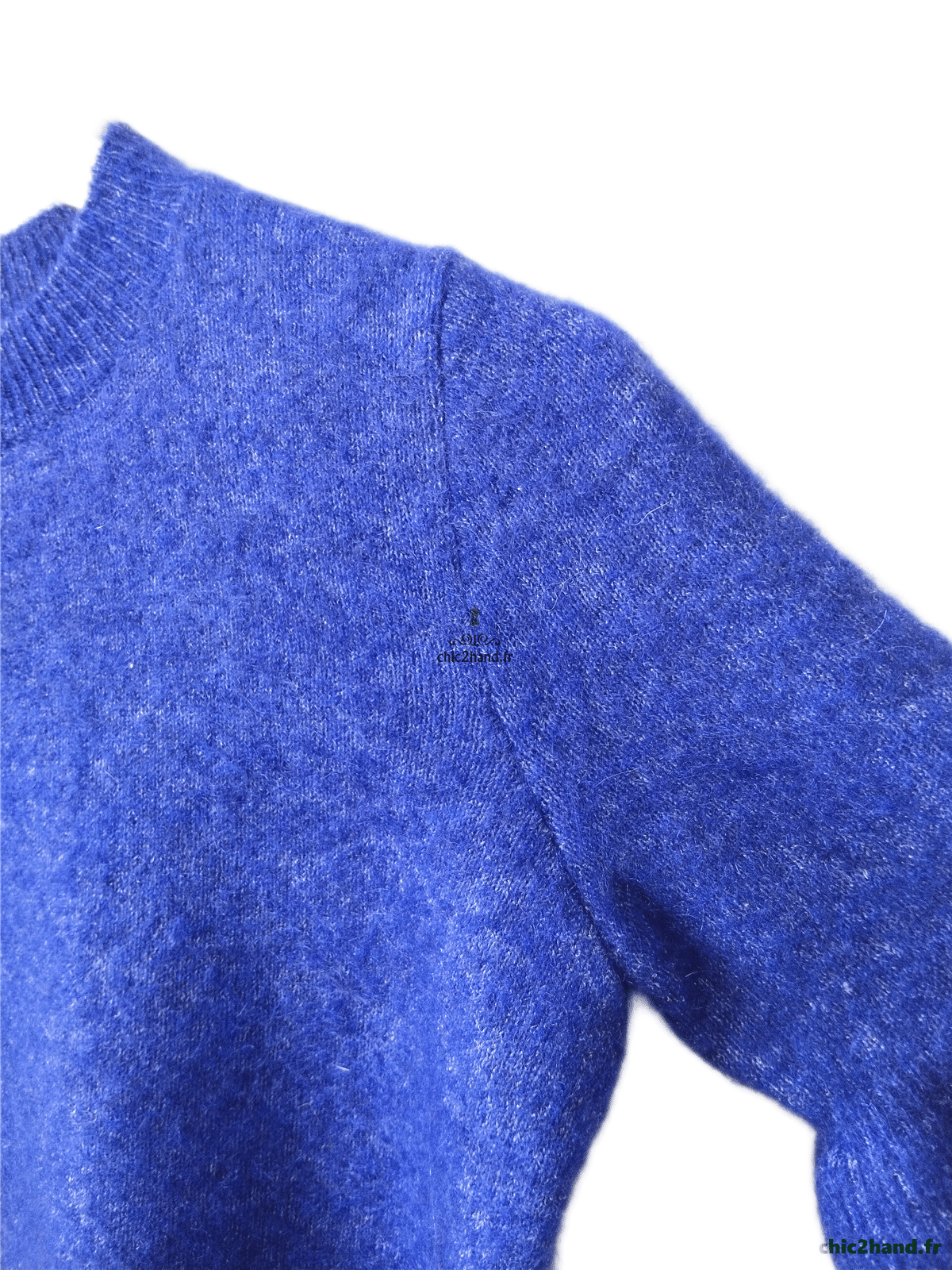 Pull doudou manches courtes laine mohair Sézane S bleu NEUF – Image 5