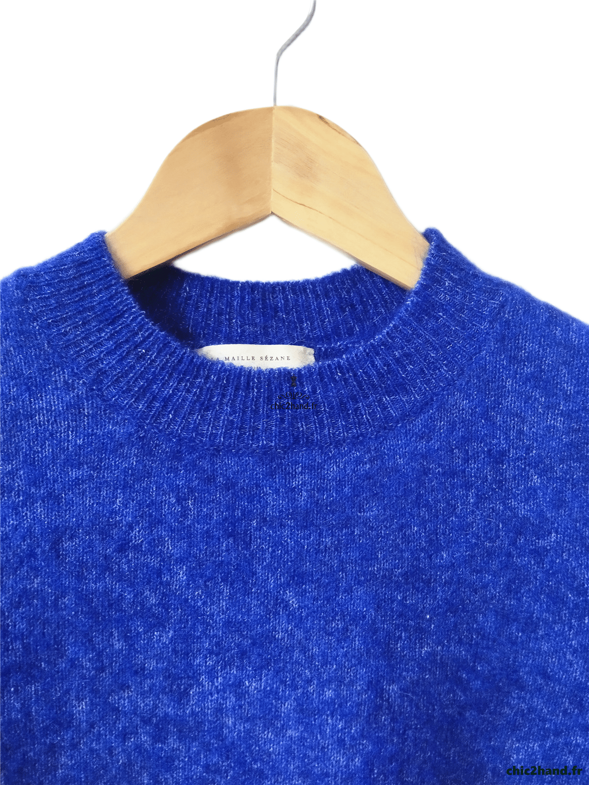 Pull doudou manches courtes laine mohair Sézane S bleu NEUF – Image 6