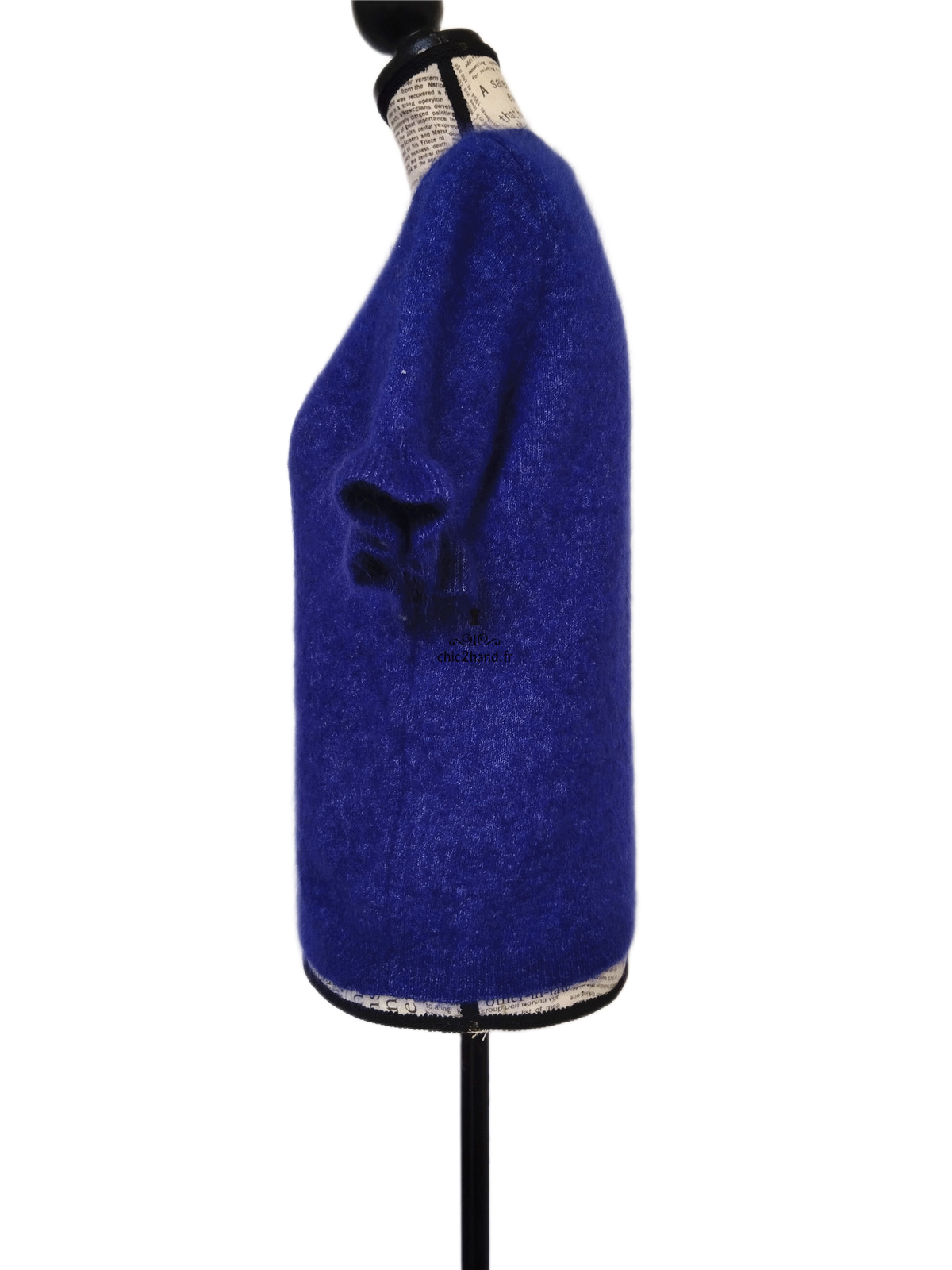 Pull doudou manches courtes laine mohair Sézane S bleu NEUF – Image 9