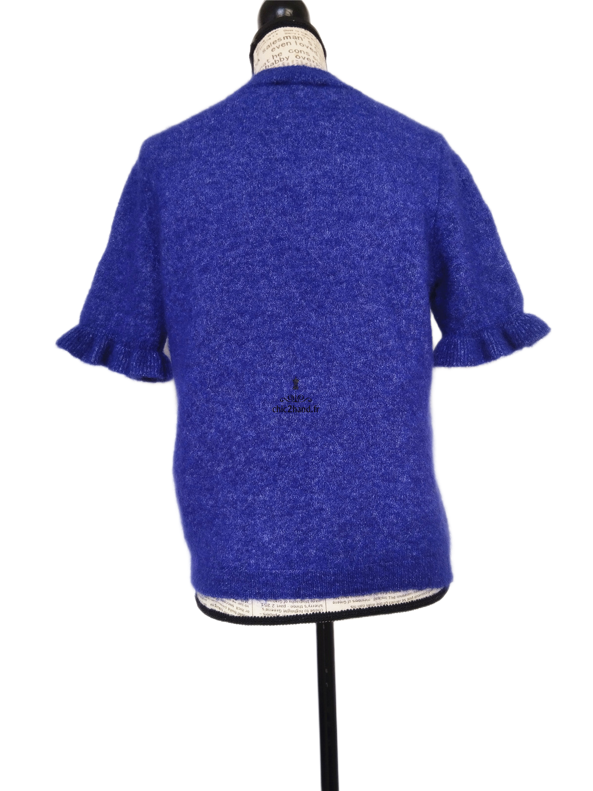 Pull doudou manches courtes laine mohair Sézane S bleu NEUF – Image 10