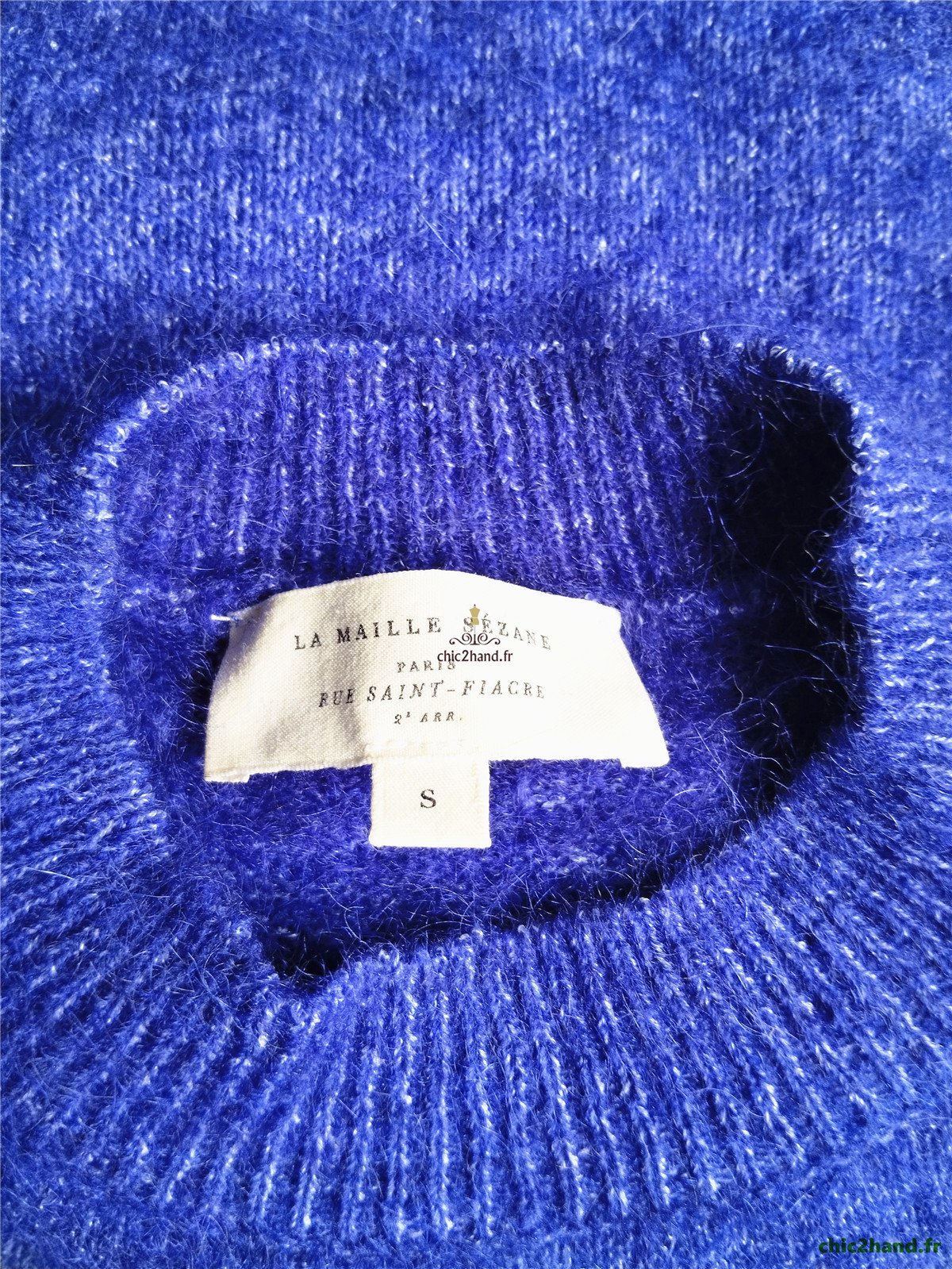 Pull doudou manches courtes laine mohair Sézane S bleu NEUF – Image 12