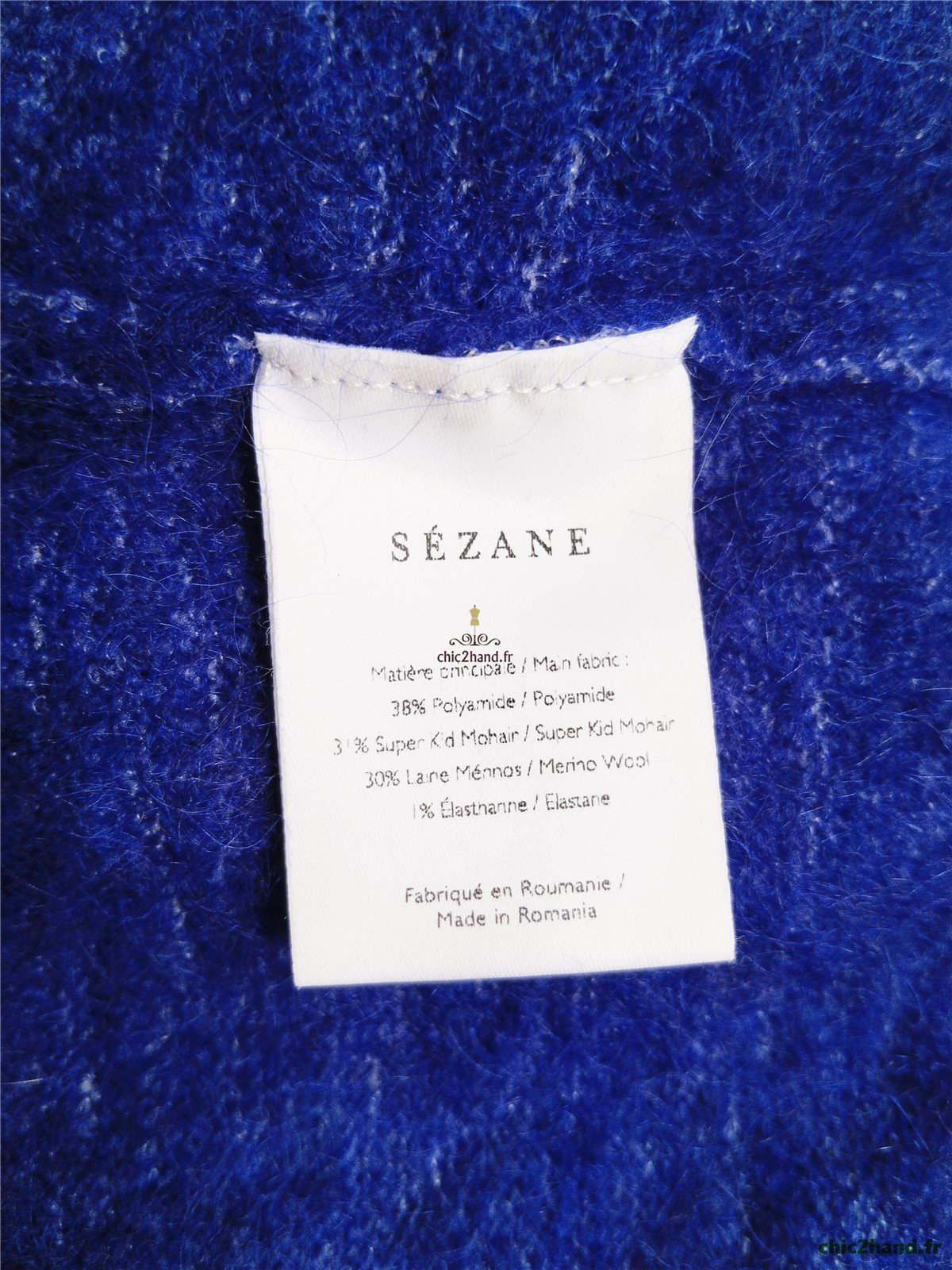 Pull doudou manches courtes laine mohair Sézane S bleu NEUF – Image 11