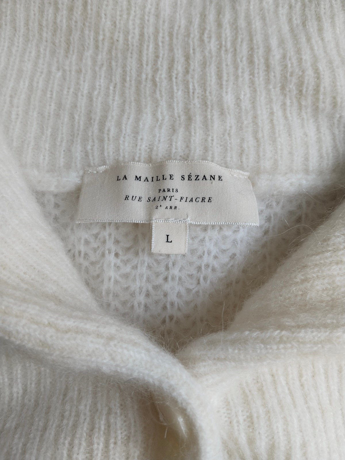 Pull col montant baby alpaga Sézane blanc crème modèle Micky L NEUF – Image 10