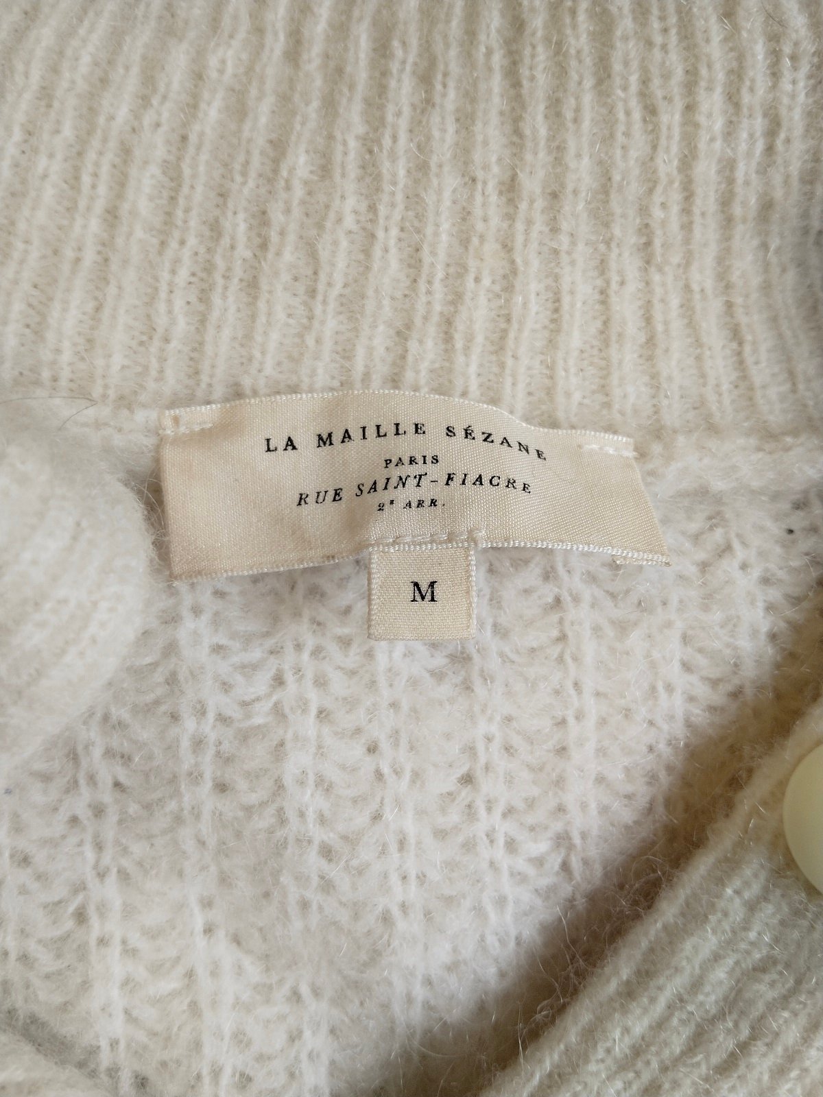 Pull col montant baby alpaga Sézane blanc crème modèle Micky L NEUF – Image 9