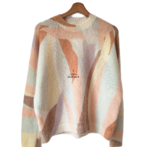 Pull épais 64% laine kid mohair Sézane M blanc multicolore Neuf