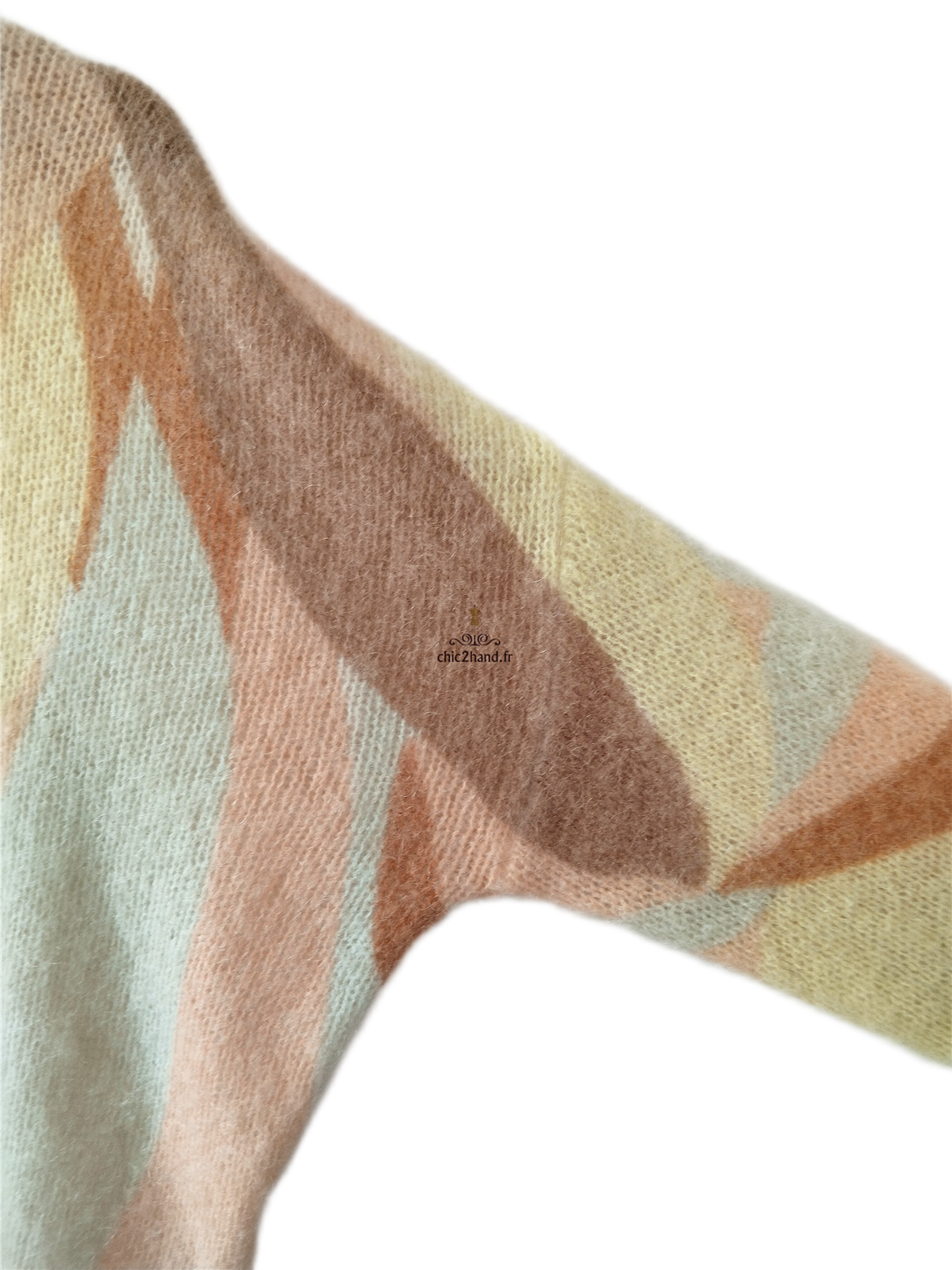 Pull épais 64% laine kid mohair Sézane M blanc multicolore Neuf – Image 6