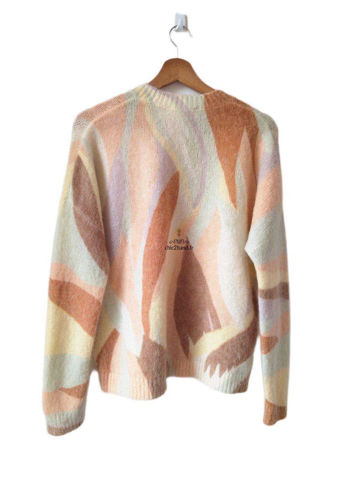 Pull épais 64% laine kid mohair Sézane M blanc multicolore Neuf – Image 7