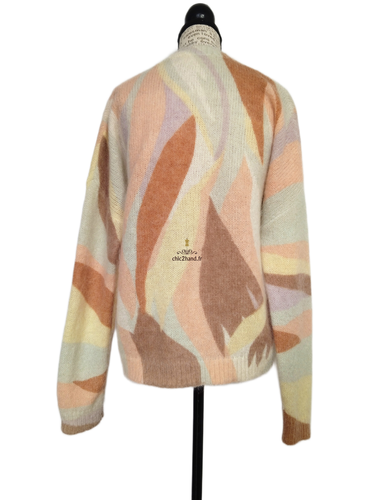 Pull épais 64% laine kid mohair Sézane M blanc multicolore Neuf – Image 8