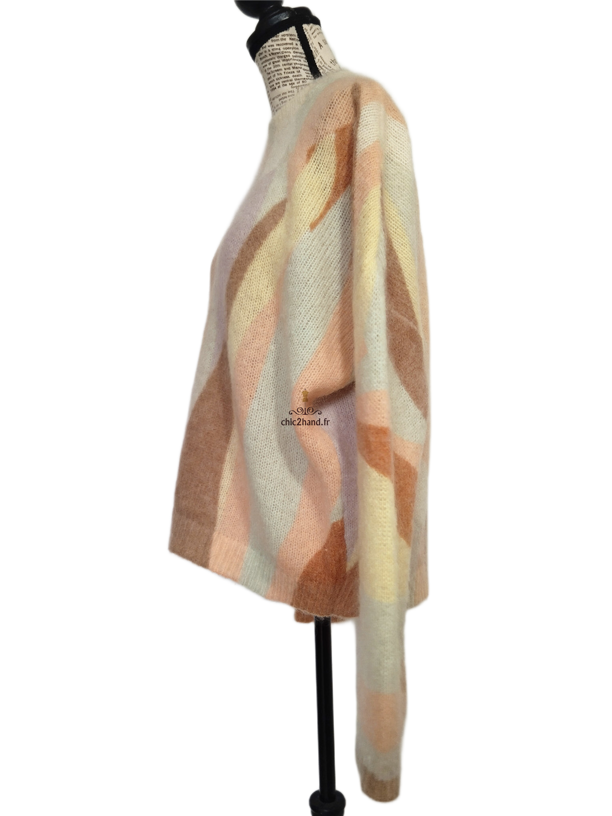 Pull épais 64% laine kid mohair Sézane M blanc multicolore Neuf – Image 9