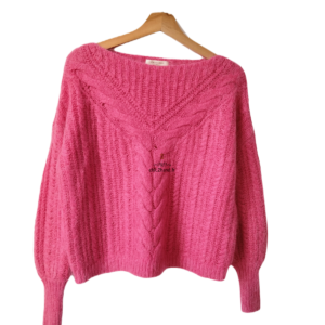 Pull épais doudou laine kid mohair Sézane XS rose TBE