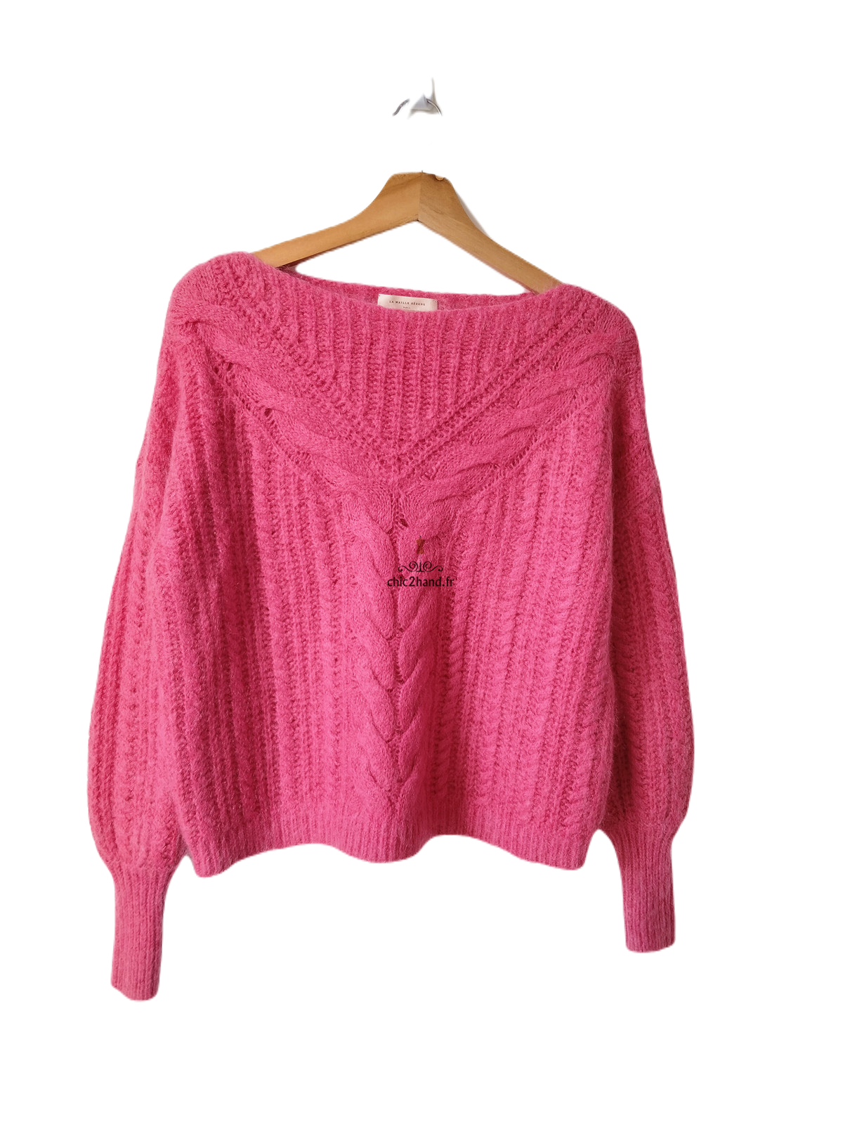 Pull épais doudou laine kid mohair Sézane XS rose TBE