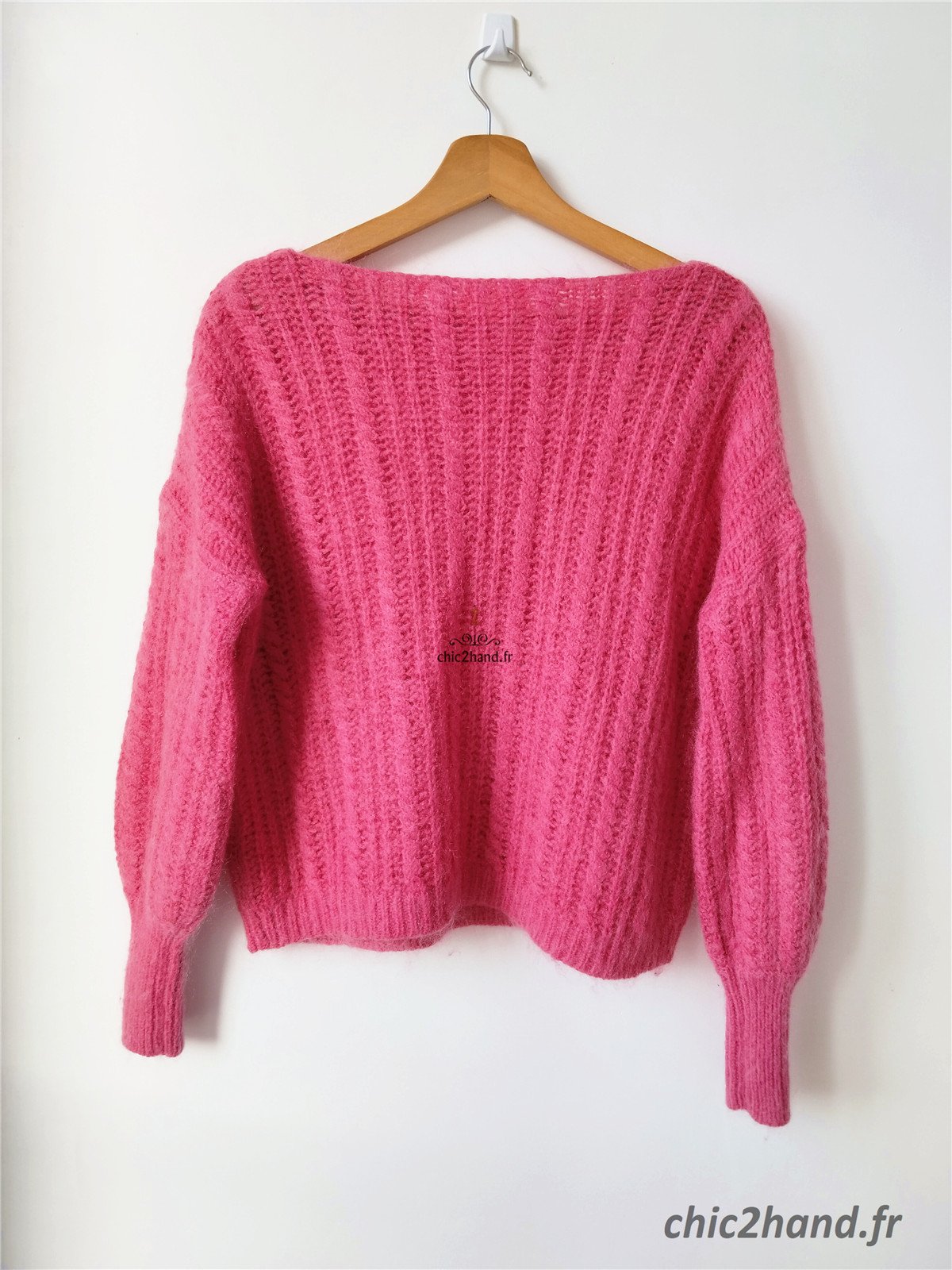 Pull épais doudou laine kid mohair Sézane XS rose TBE – Image 9