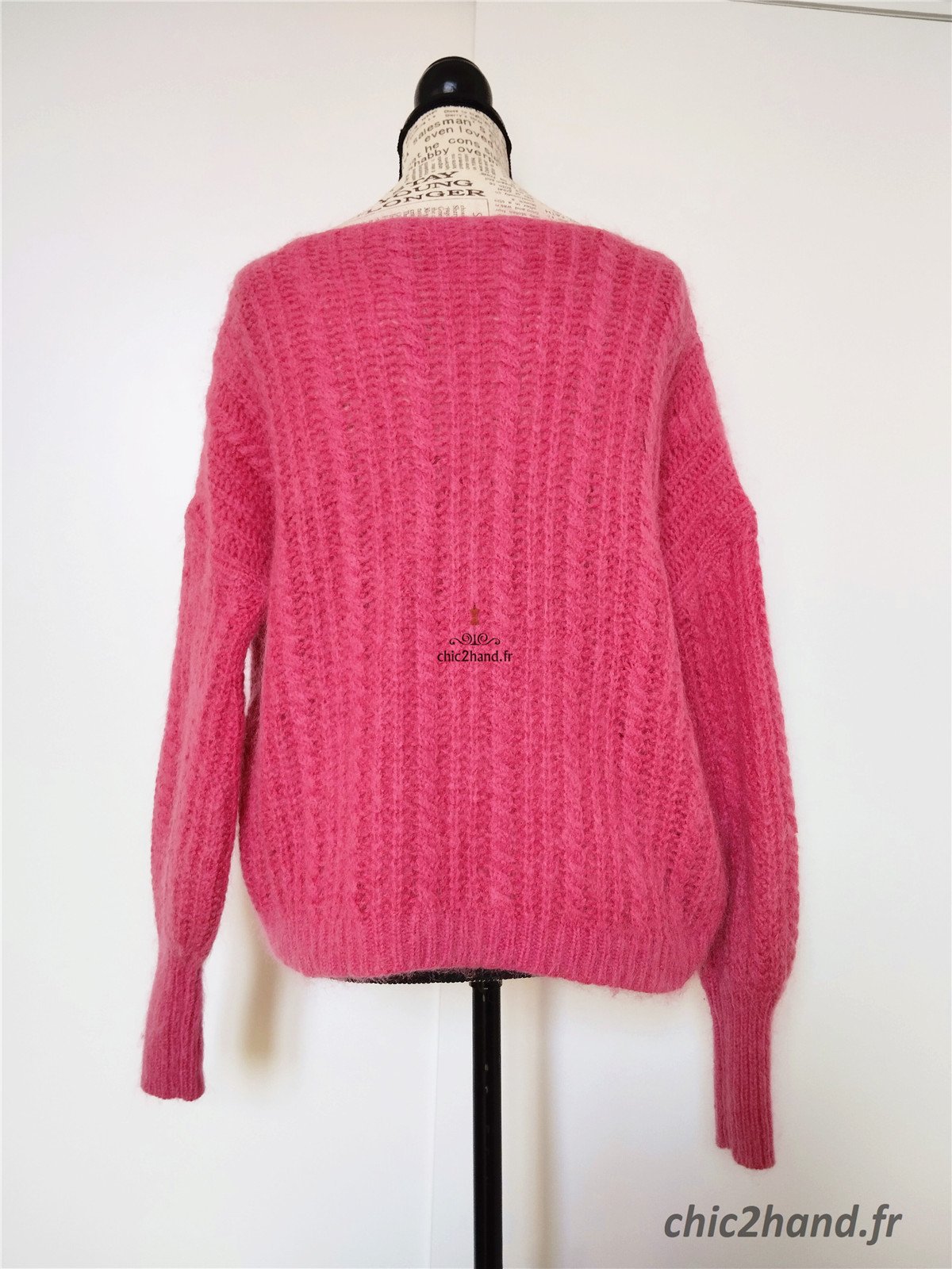Pull épais doudou laine kid mohair Sézane XS rose TBE – Image 8