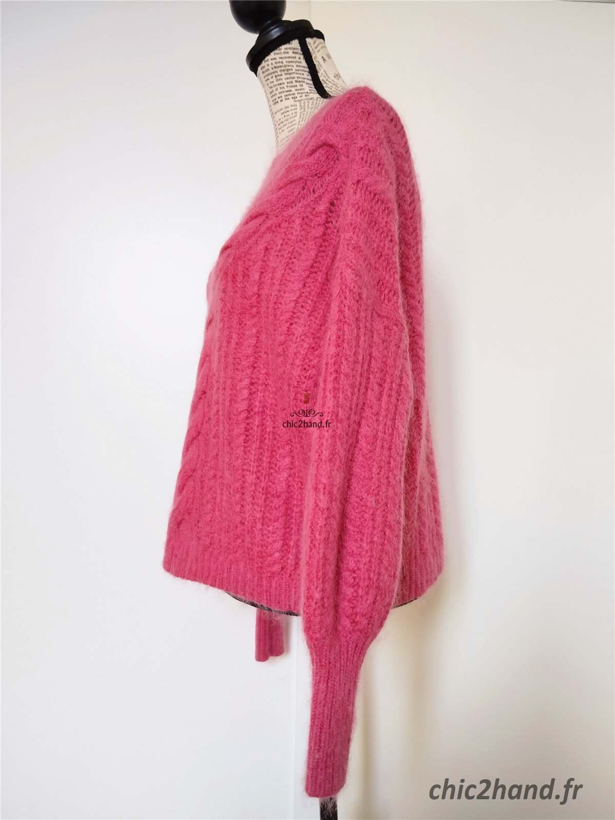 Pull épais doudou laine kid mohair Sézane XS rose TBE – Image 7