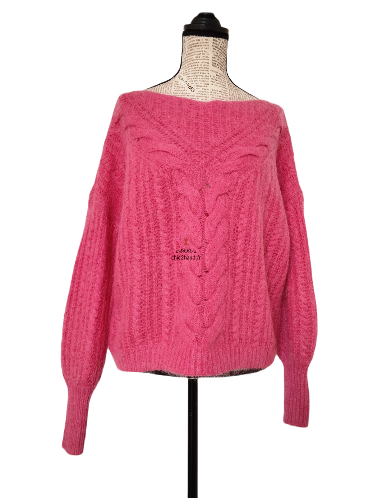 Pull épais doudou laine kid mohair Sézane XS rose TBE – Image 4