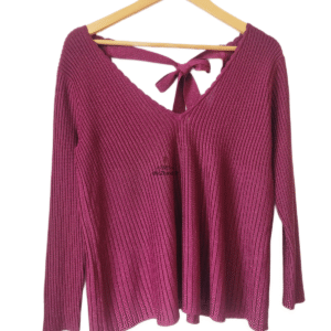 Pull col V noué Sézane S rose bordeaux Neuf