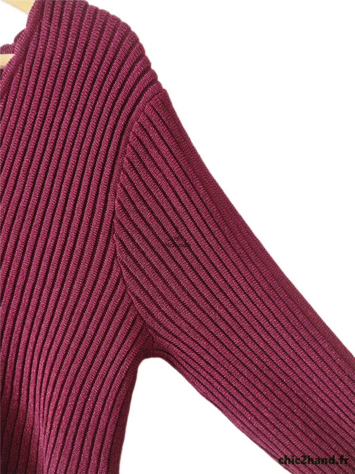 Pull col V noué Sézane S rose bordeaux Neuf – Image 4