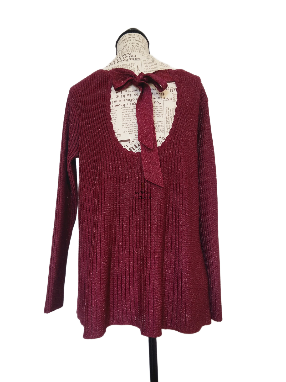 Pull col V noué Sézane S rose bordeaux Neuf – Image 7