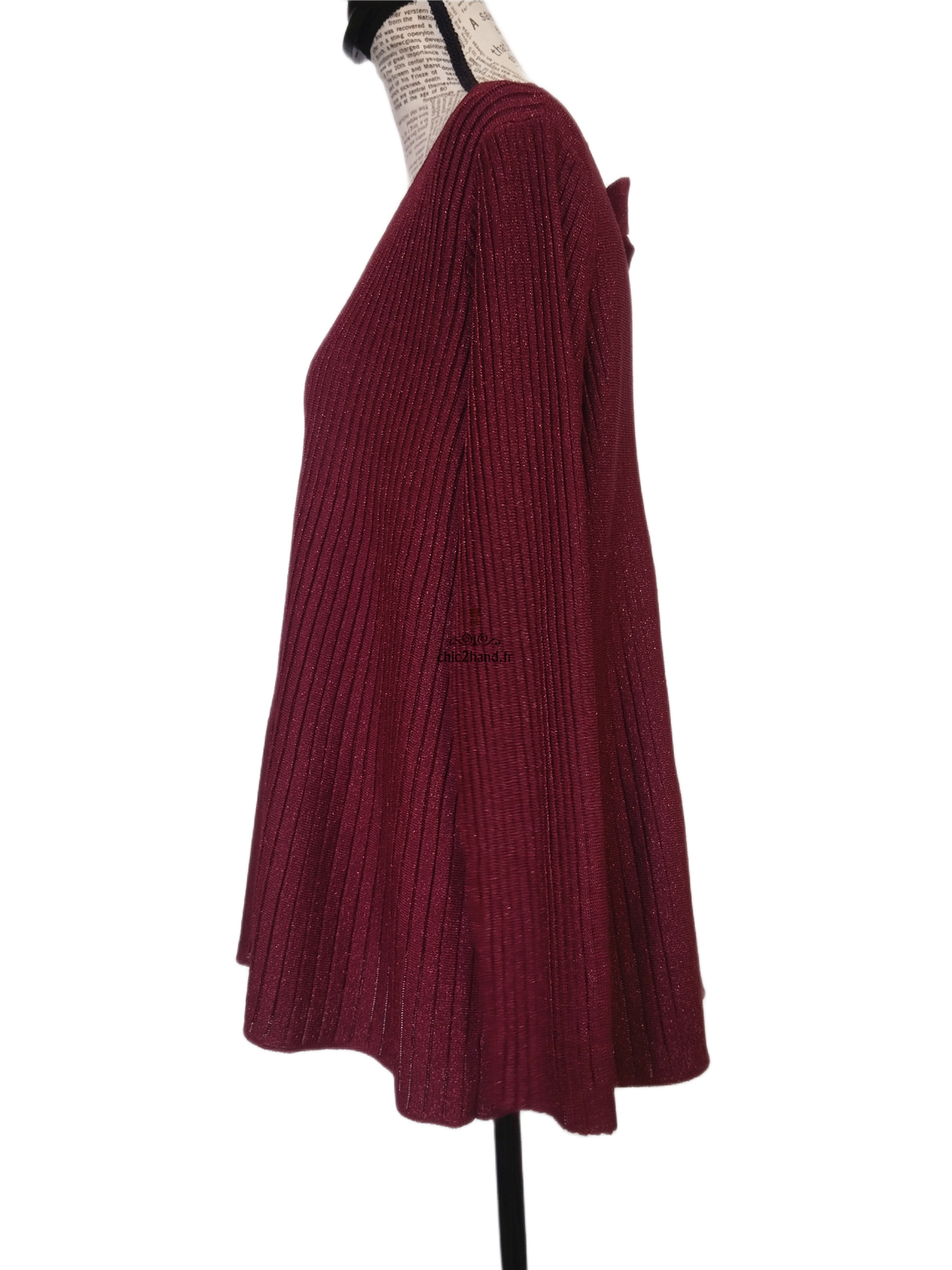 Pull col V noué Sézane S rose bordeaux Neuf – Image 8