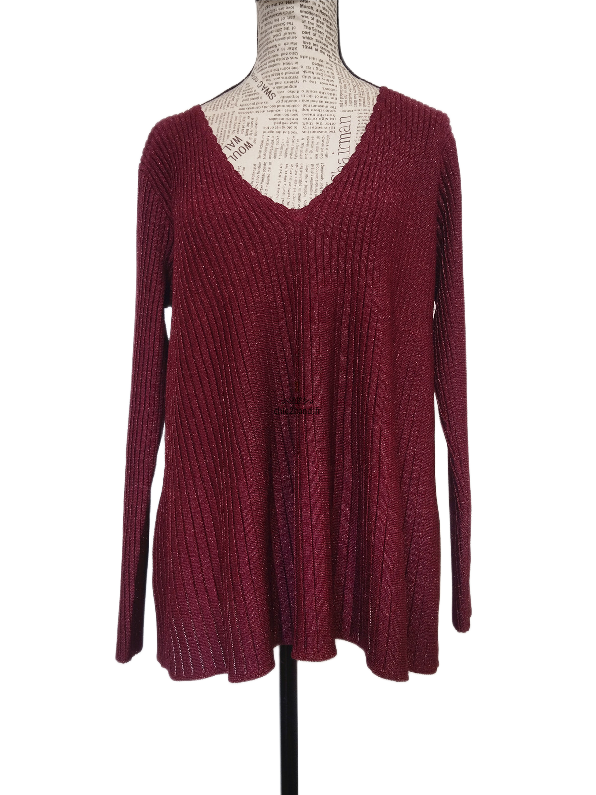 Pull col V noué Sézane S rose bordeaux Neuf – Image 9