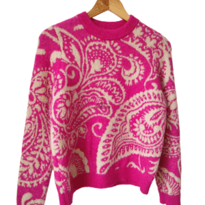Pull épais 52% laine kid mohair Sézane XS rose doré multicolore NEUF