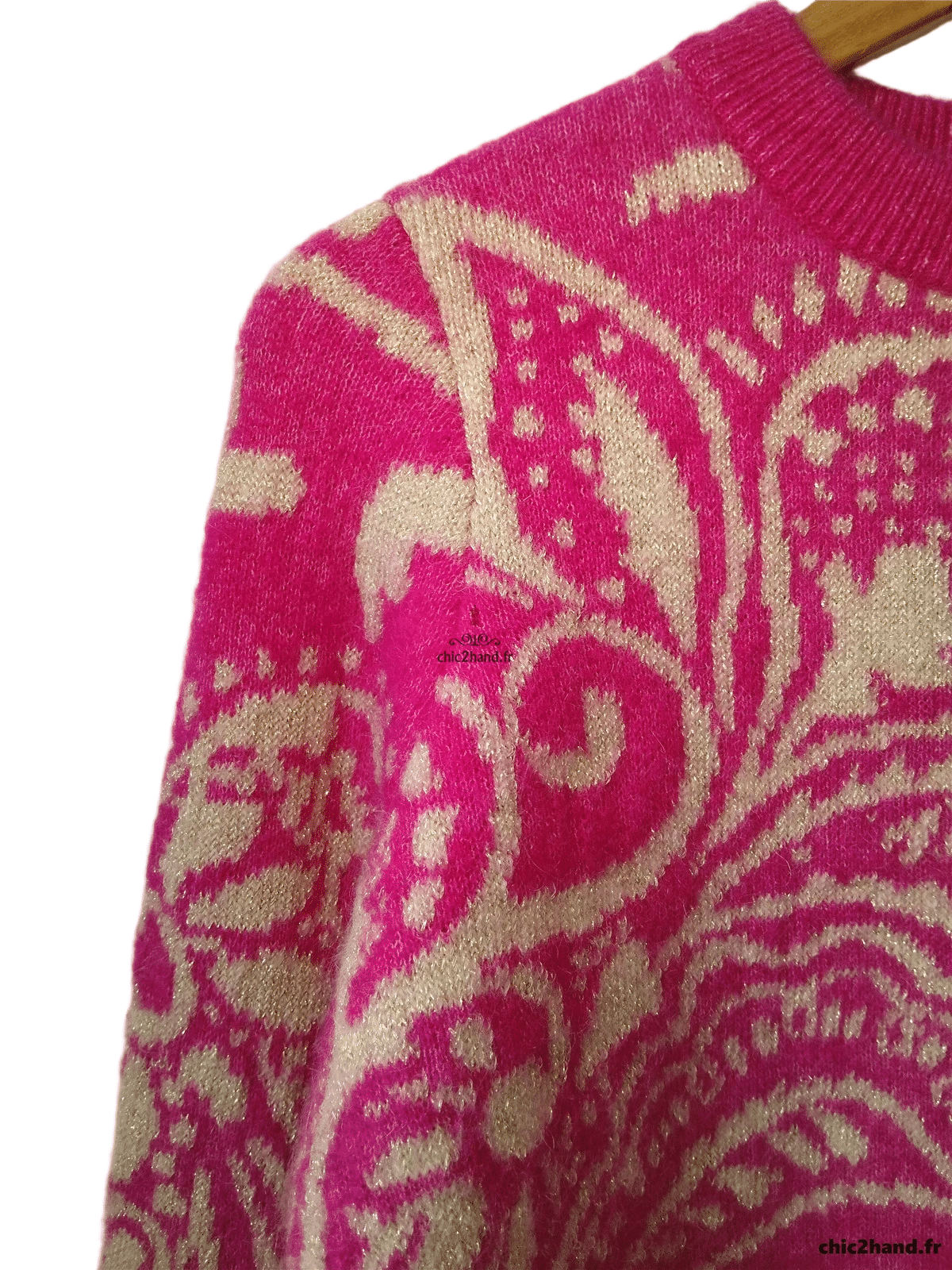 Pull épais 52% laine kid mohair Sézane XXS rose doré multicolore Excellent état – Image 6