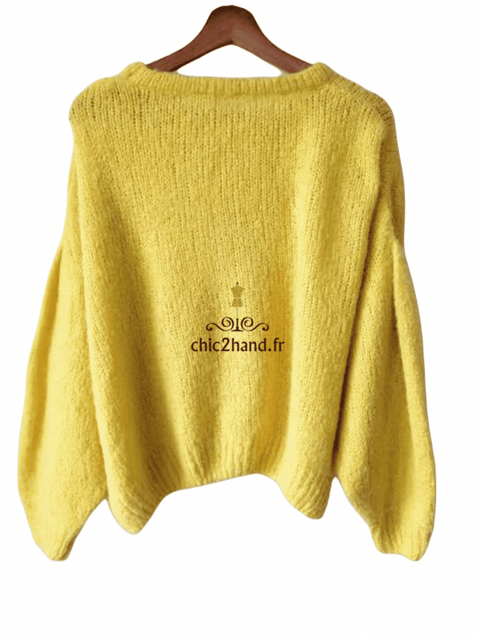 Pull oversize 78% bébé alpaga American Vintage siri261 XS S mitibird jaune curry TBE – Image 5