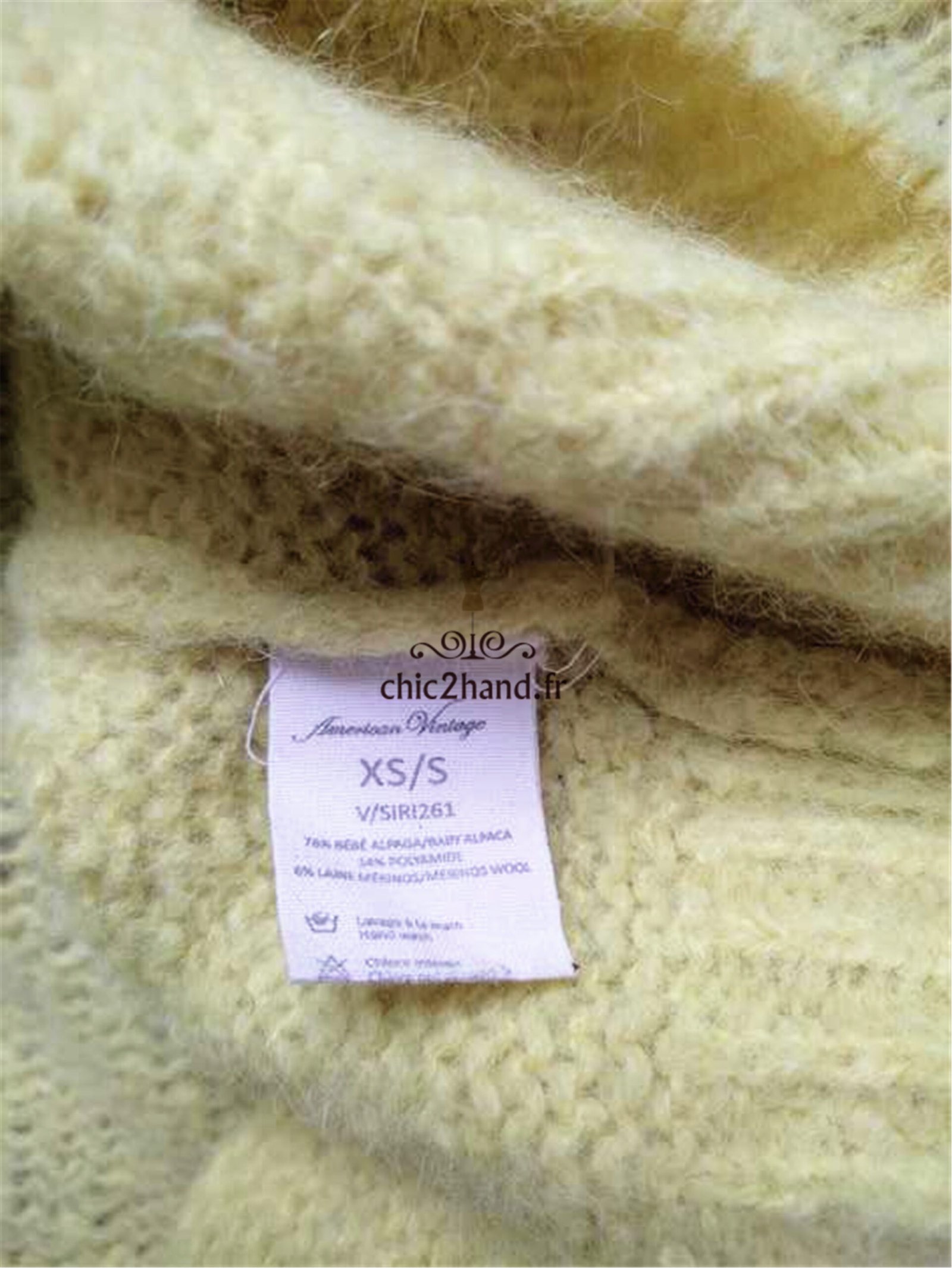 Pull oversize 78% bébé alpaga American Vintage siri261 XS S mitibird jaune curry TBE – Image 2