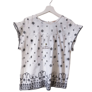 Très jolie top évasé coton avec borderie noir Scotch&Soda blanc S NEUF
