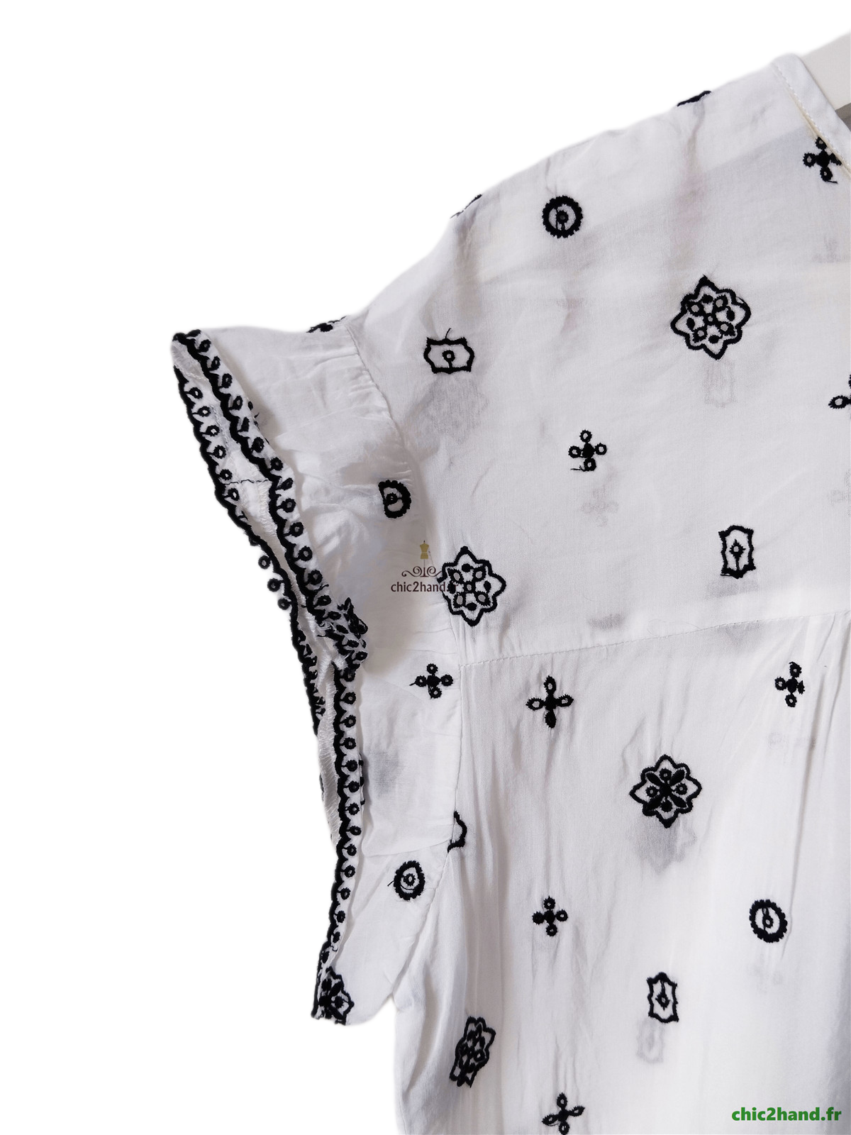Très jolie top évasé coton avec borderie noir Scotch&Soda blanc S NEUF – Image 4