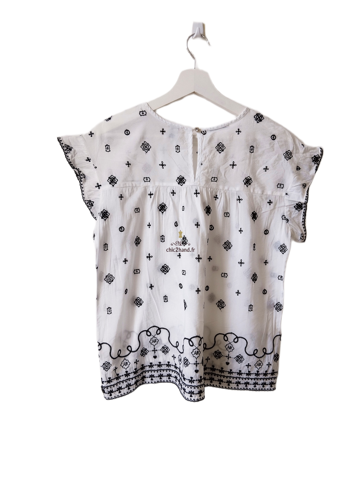 Très jolie top évasé coton avec borderie noir Scotch&Soda blanc S NEUF – Image 6