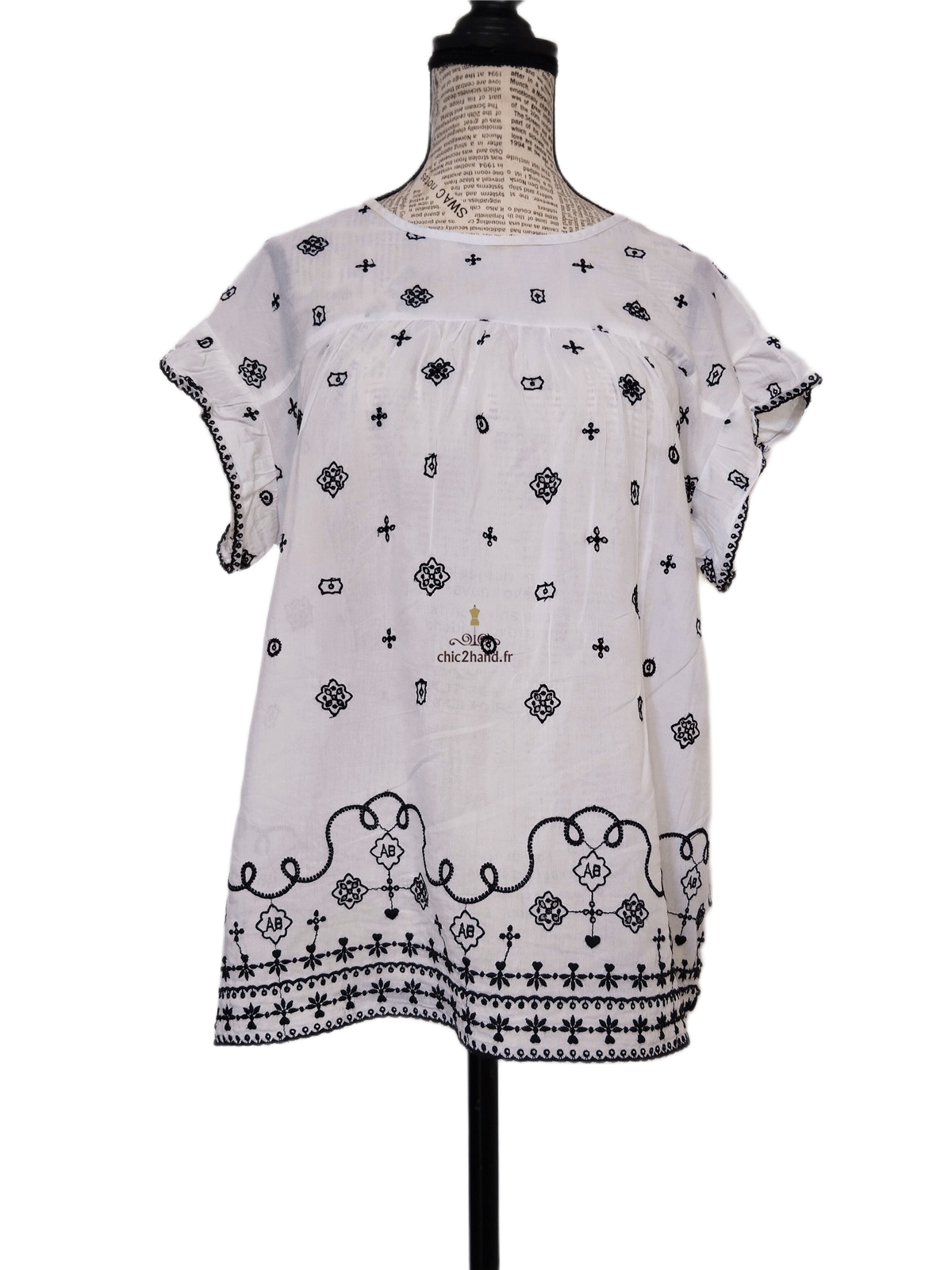 Très jolie top évasé coton avec borderie noir Scotch&Soda blanc S NEUF – Image 7