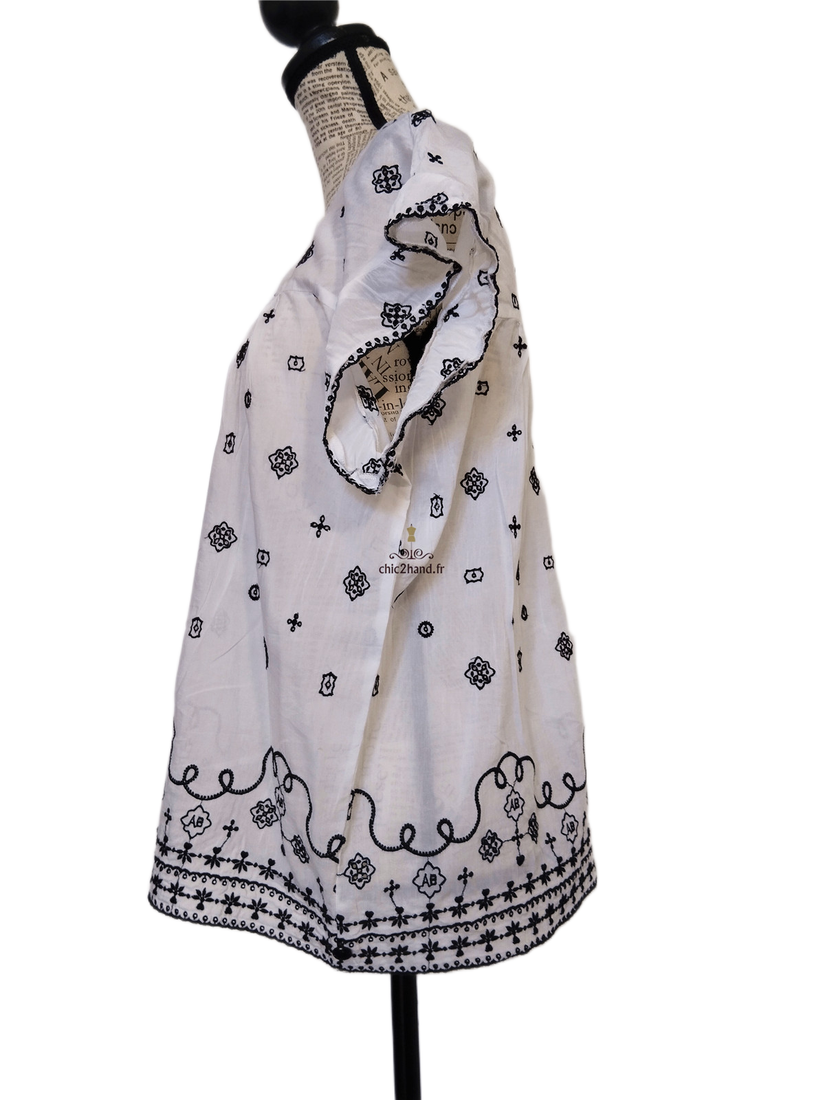 Très jolie top évasé coton avec borderie noir Scotch&Soda blanc S NEUF – Image 8